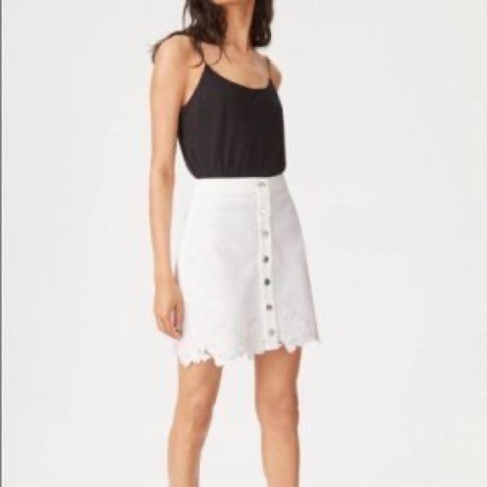 Club Monaco | Vidya Denim Skirt — White | Size 0